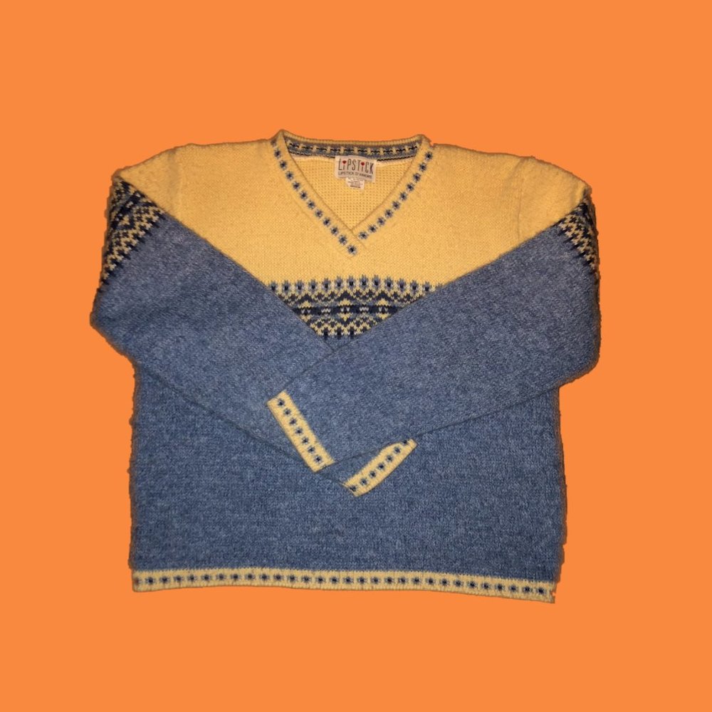 Lipstick Boutique Tight-knit Sweater - Blue/Yellow